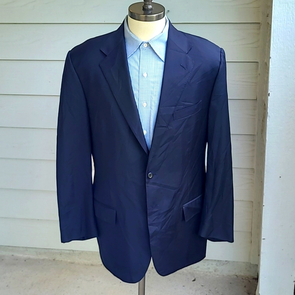 POLO RALPH LAUREN Italy Dark Navy Virgin Wool Sz 44 L Sport Coat Suit Jacket